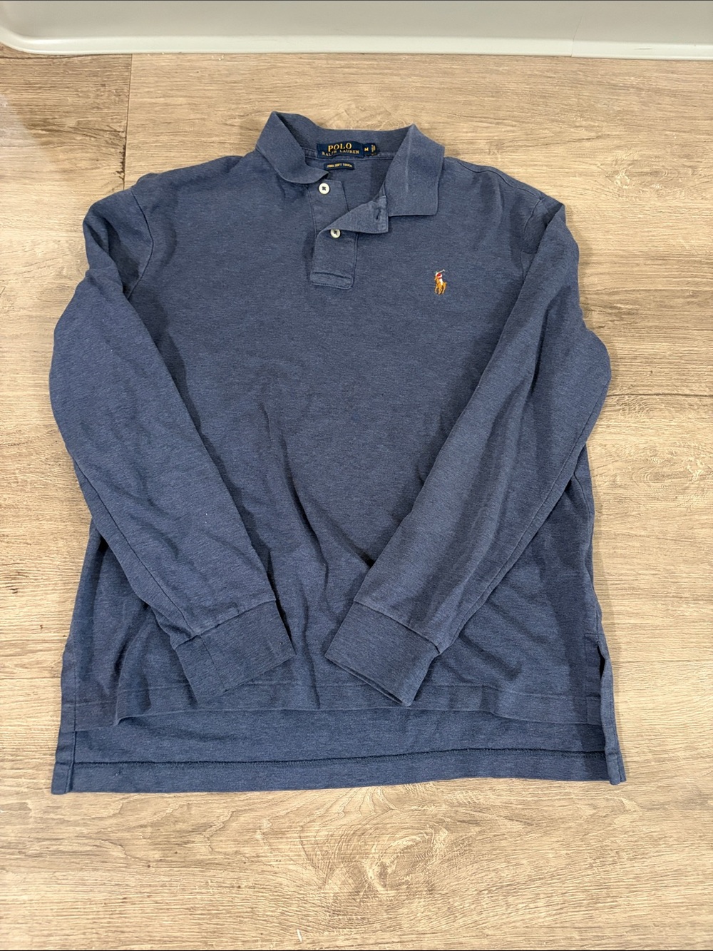 Polo by Ralph Lauren Long-Sleeve Polo in Navy with Embroidered Pony